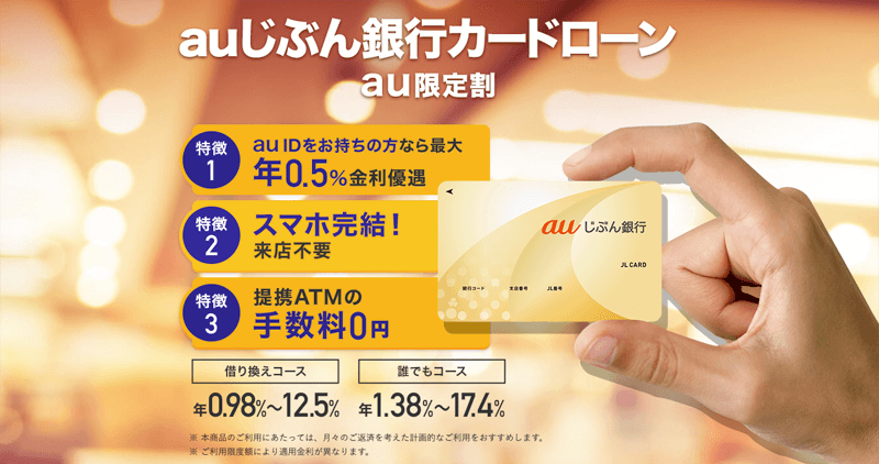 auじぶん銀行カードローンのLP画像