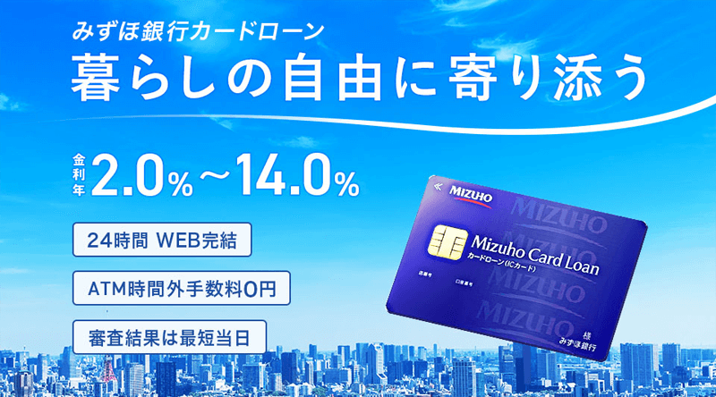 みずほ銀行カードローンのLP画像
