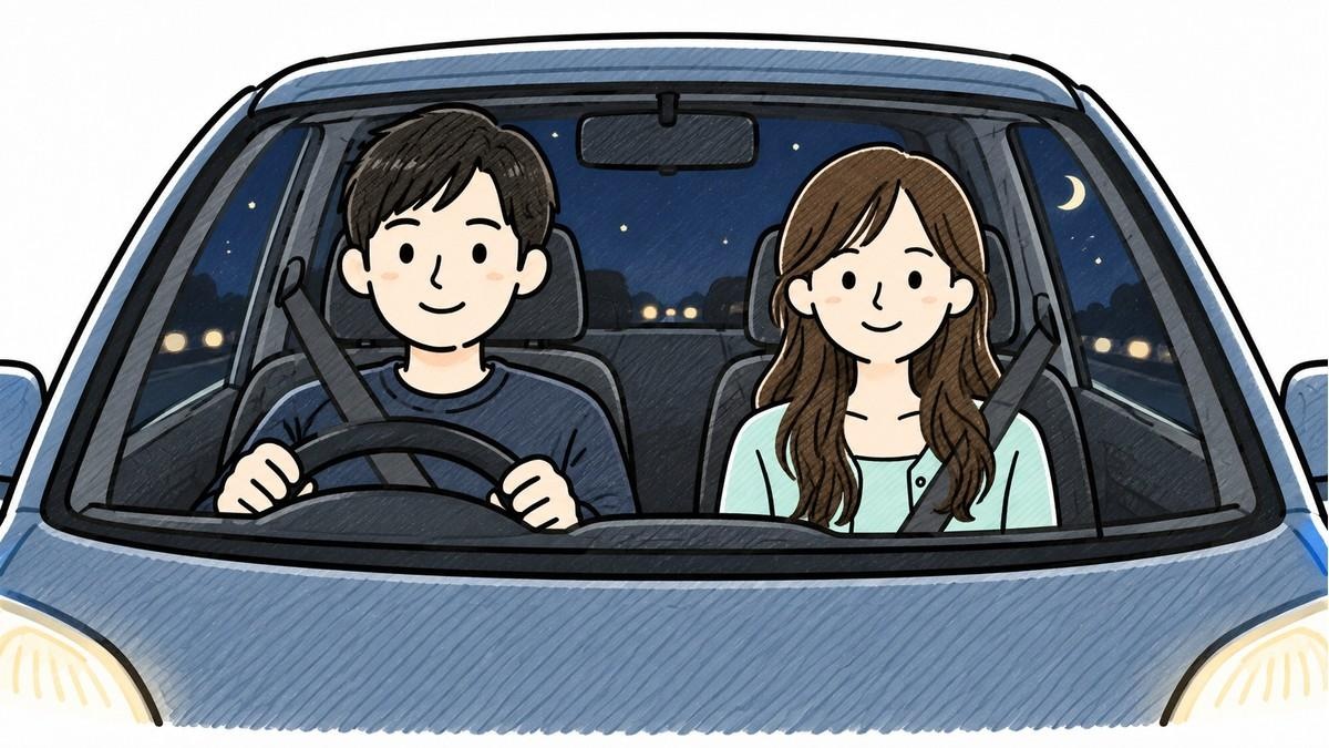 パートナーと夜のドライブをするFさんのイメージ