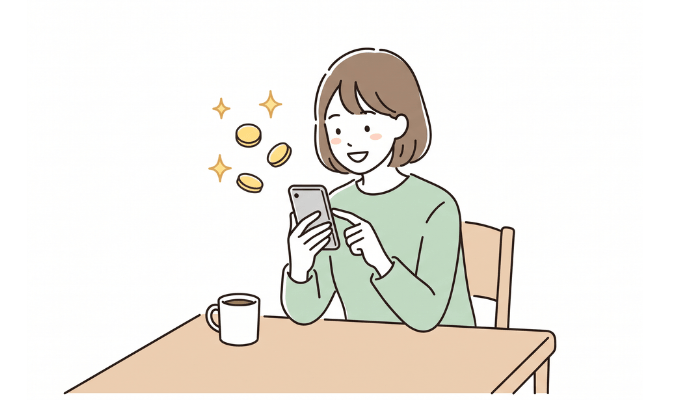 スマホ代が節約できて喜んでいる女性