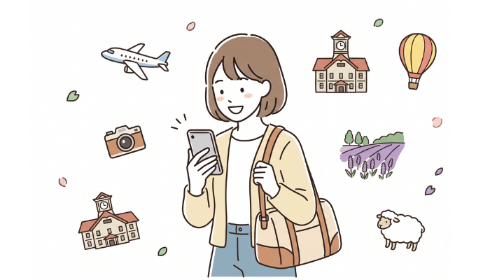 北海道旅行でデータ使い放題を利用している様子