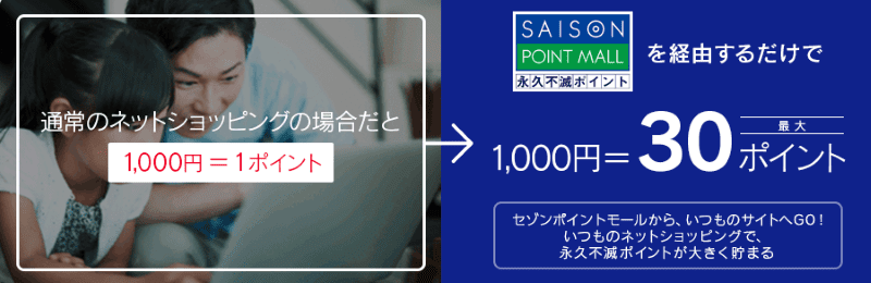 セゾンポイントモール経由で最大30倍