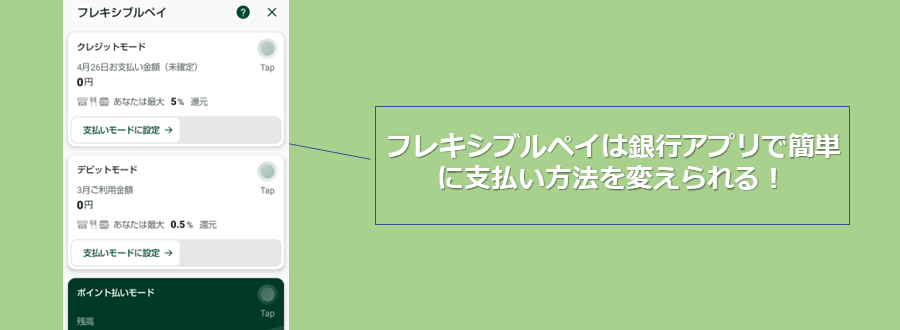フレキシブルペイの切り替え方